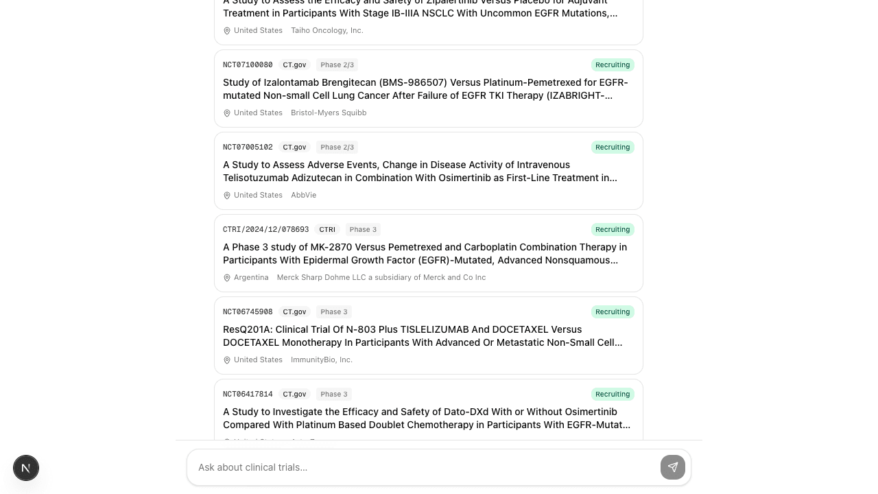 Chat inline with trial cards in the thread